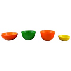 Sven Palmqvist for Orrefors, Set of 4 "Colora" Bowls in Art Glass