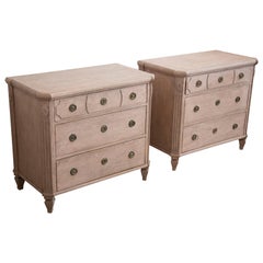 Pair of Antique Swedish Gustavian Style Rose Painted Chests, Late 19th Century