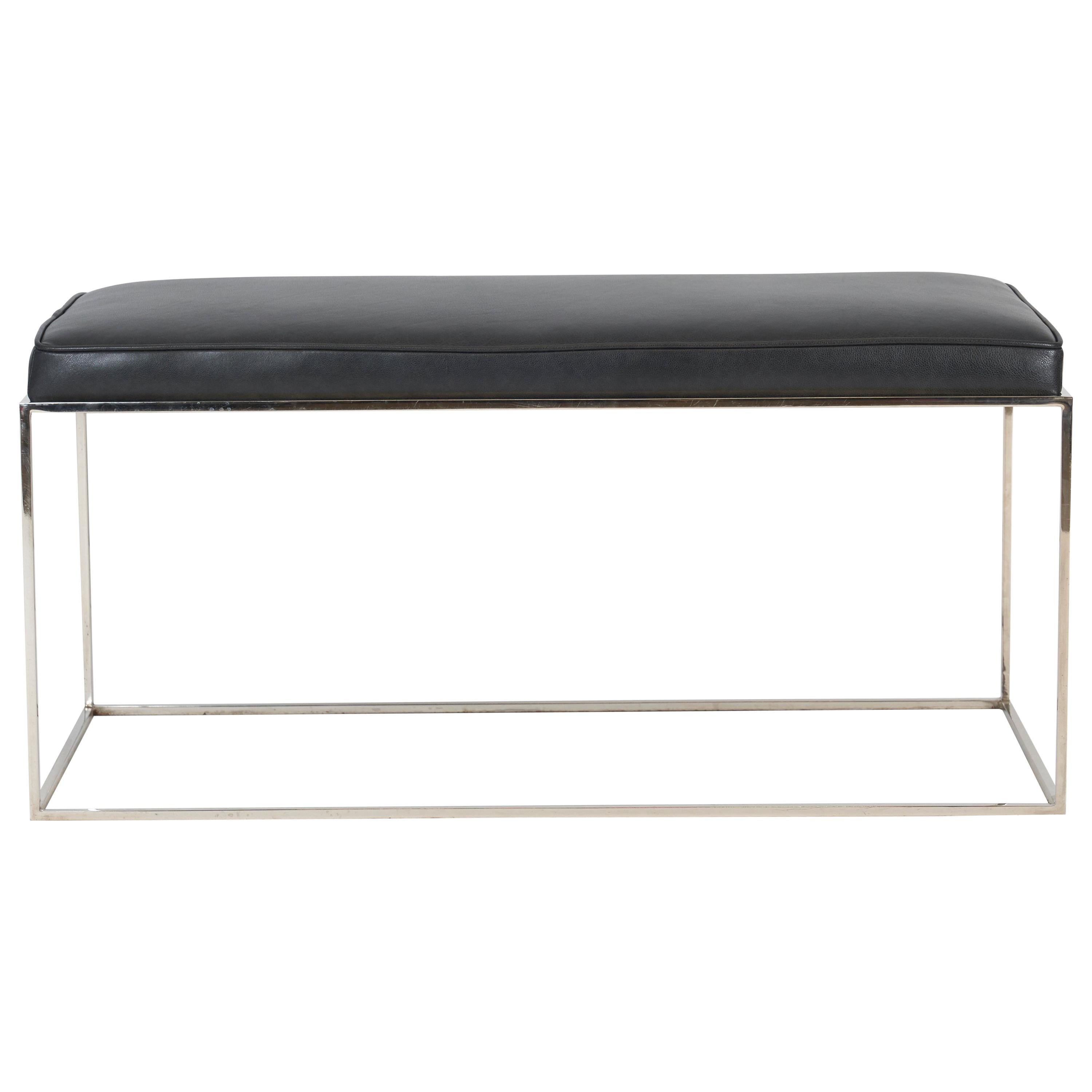 Architectural Chrome Frame Bench by Milo Baughman