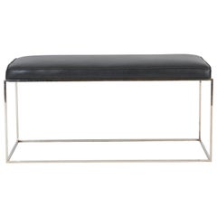 Architectural Chrome Frame Bench by Milo Baughman