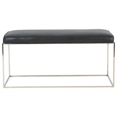 Vintage Architectural Chrome Frame Bench by Milo Baughman