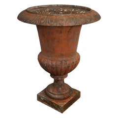 Large French Dry Scraped Cast Iron Urn, circa 1840