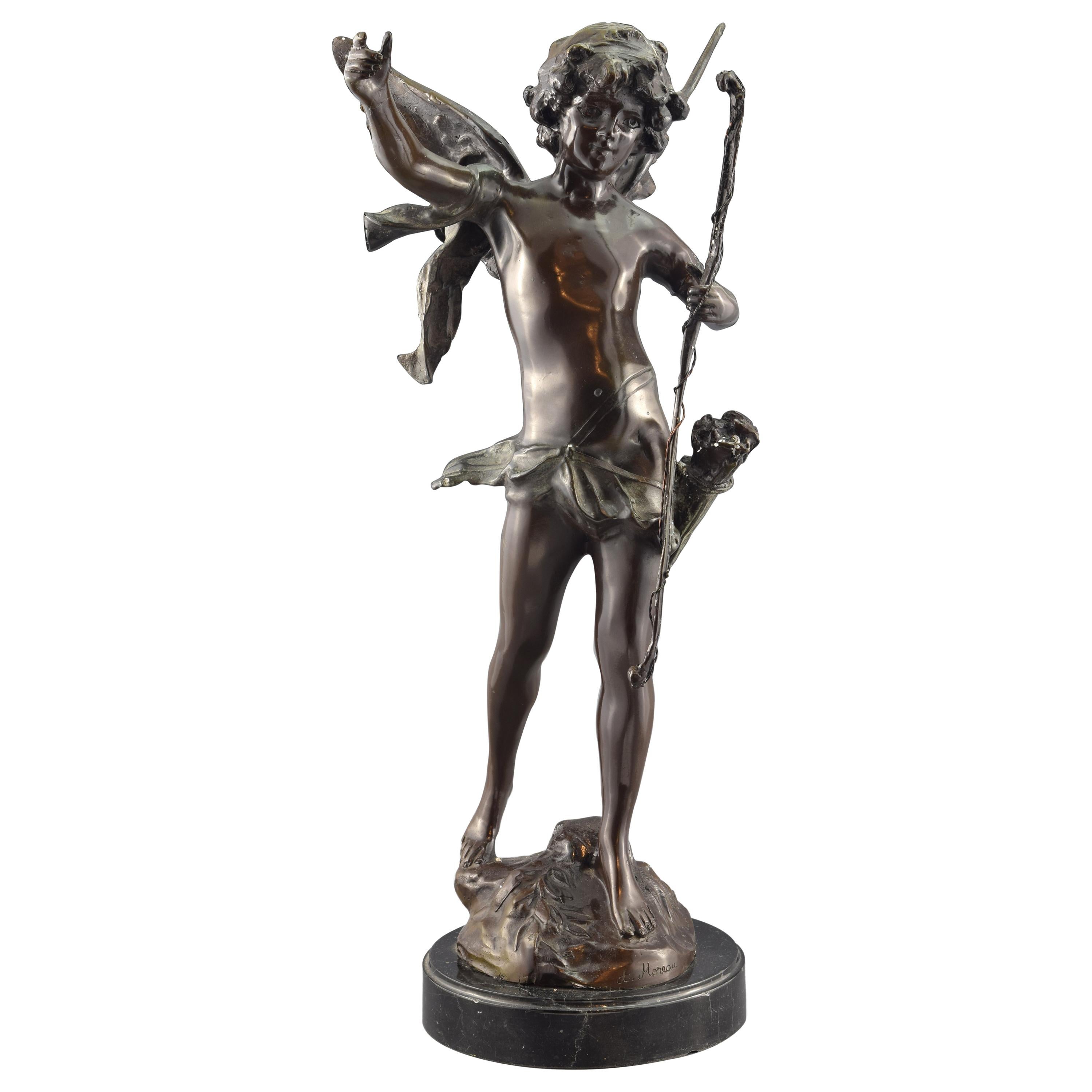 Cupidon. Bronze, marbre, d'après des modèles d'Auguste Moreau (1834-1917)