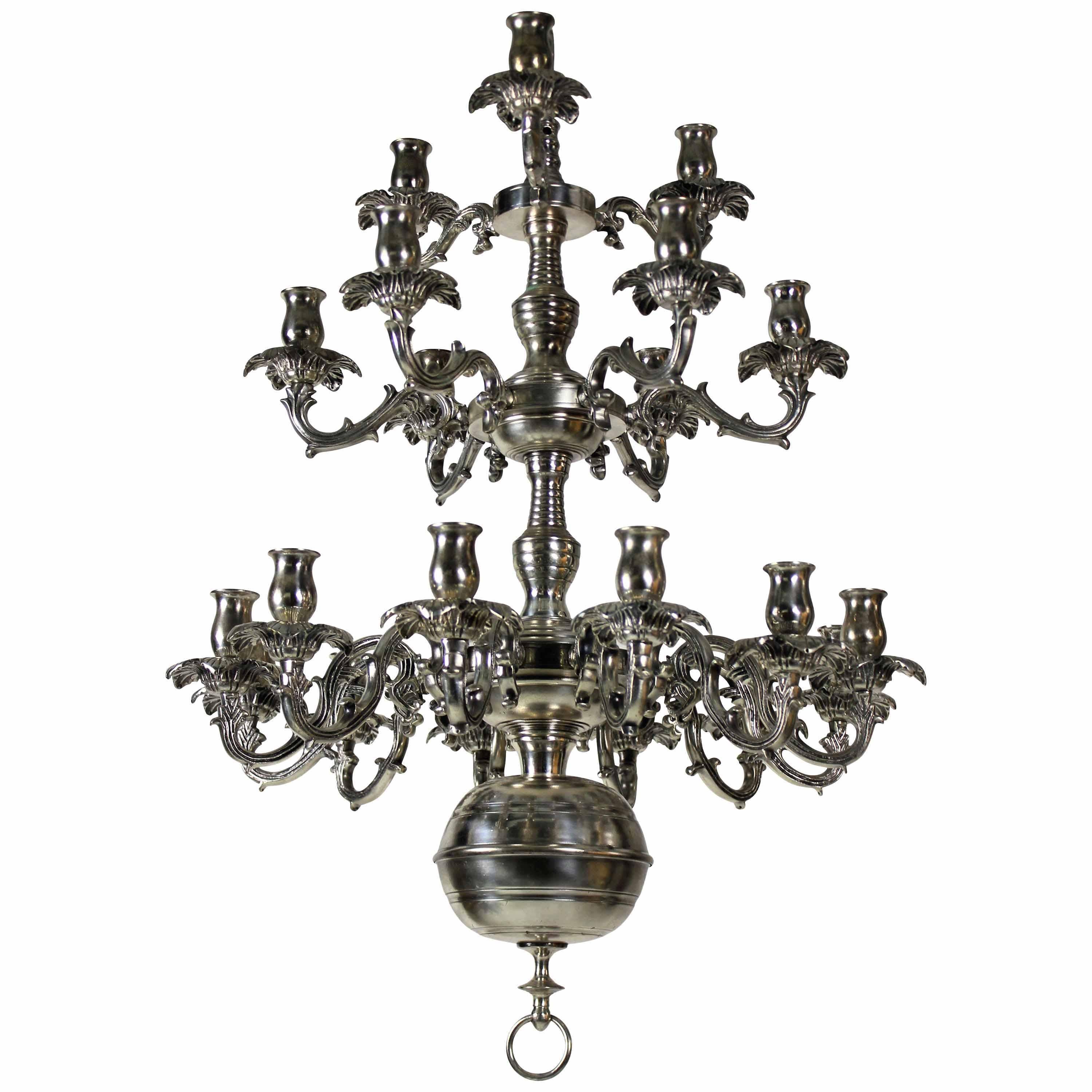 French Silver Plated Bronze Chandelier