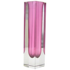 Murano Sommerso Mandruzzato Casted Colour Italian Murano Glass Vase