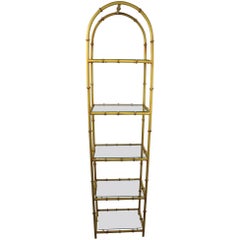 Faux Bamboo Etagere in Iron and Glass