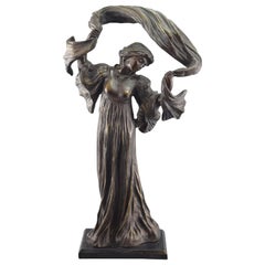 Vintage Lady with Shawl, Bronze, after Models from Agathon Léonard 'Dit', ‘1841-1923’