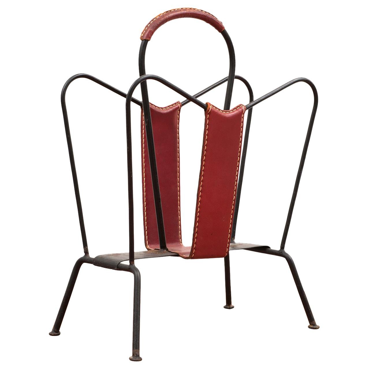Jacques Adnet Magazine Rack, 1950s For Sale