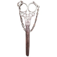 Mid-19th Century Dutch Silver Scissor with Chain