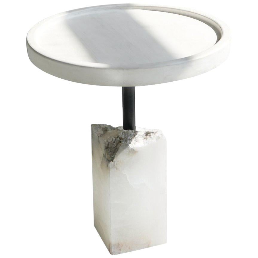 Modern Bleached Maple and Alabaster Side Table by Swell Studio For Sale