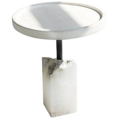 Modern Bleached Maple and Alabaster Side Table by Swell Studio