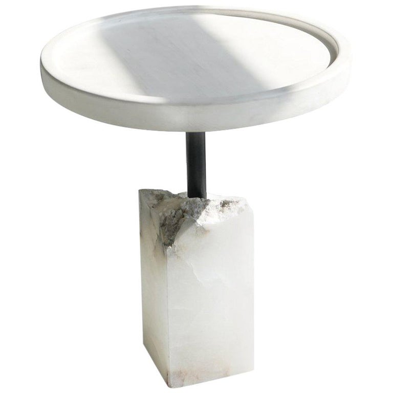 Modern Bleached Maple and Alabaster Side Table by Swell Studio For Sale ...