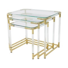 Nesting Tables in Brass, Glass and Lucite, circa 1970s