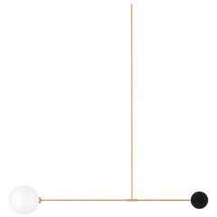 Libra Disc, Contemporary Ceiling Lamp, Brass and Marble, Black