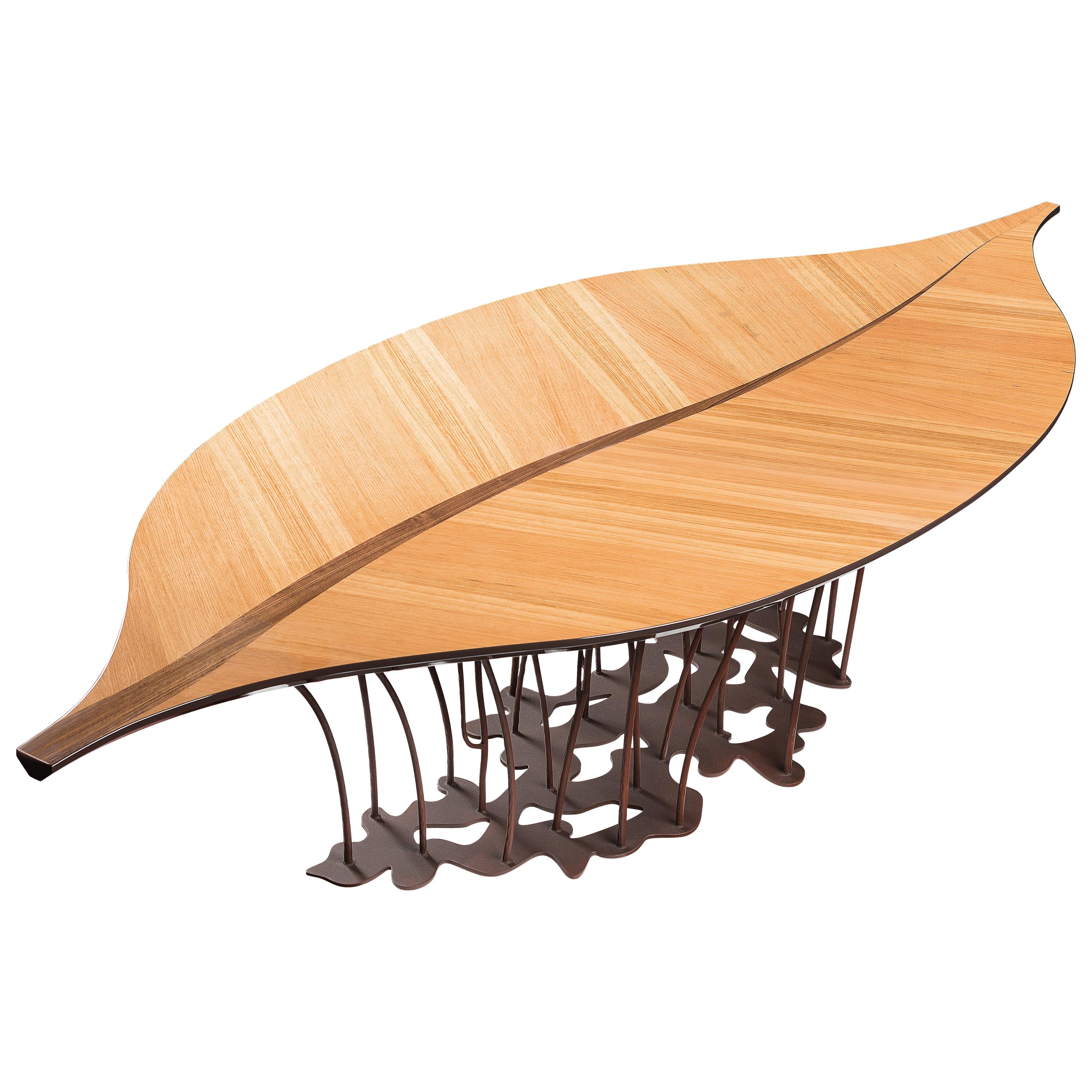Table Leaf Fenice, Leaf Shape, Oak and Walnut Canaletto, Italy