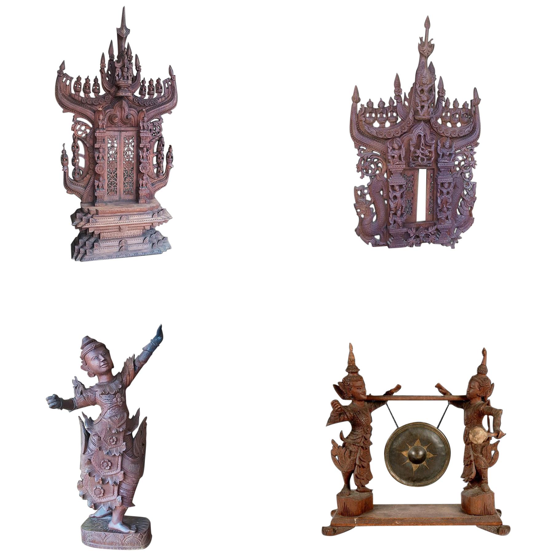 Set of Late 19th Century Indonesian Wood Carvings