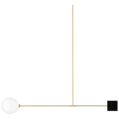 Libra Quad, Contemporary Ceiling Lamp, Brass and Marble, Black