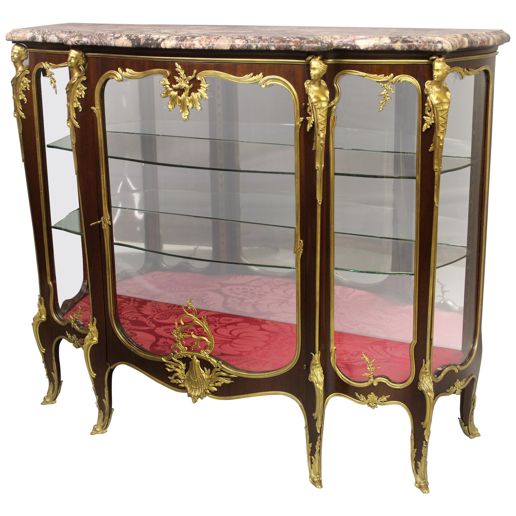 Exceptional Late 19th Century Gilt Bronze Mounted Vitrine by François Linke For Sale