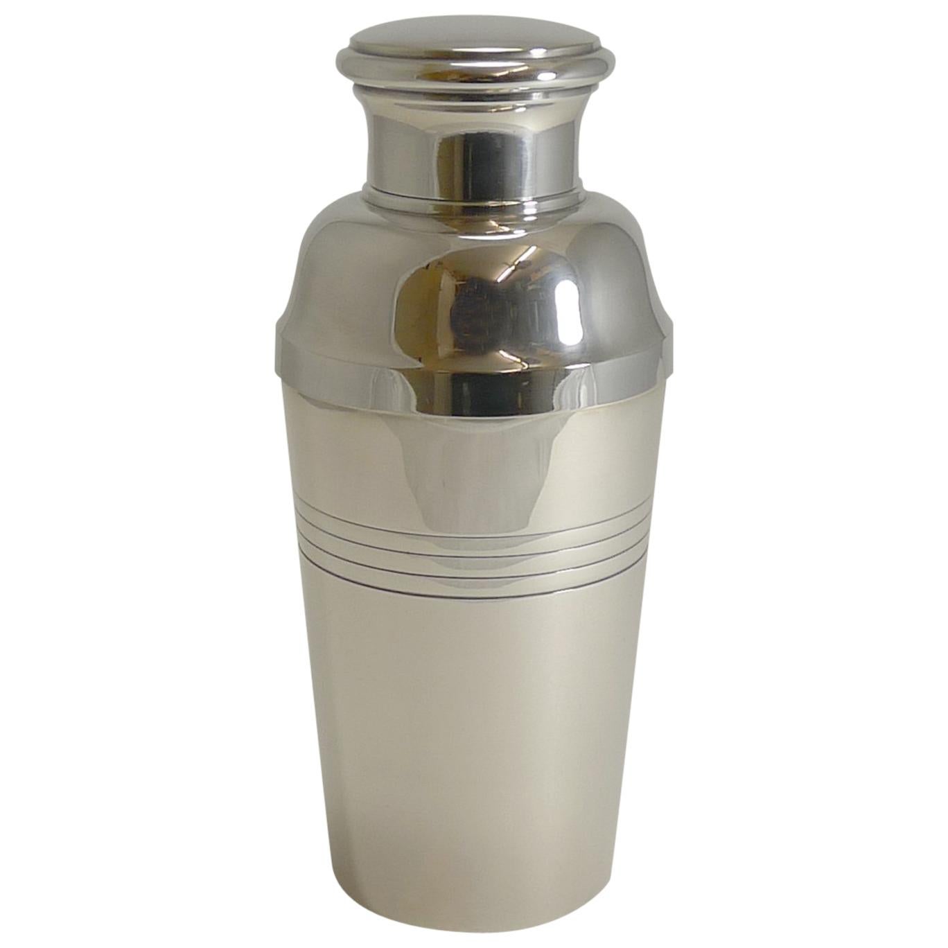 Large Art Deco Silver Plated Cocktail Shaker, French by Lancel Paris circa 1930s