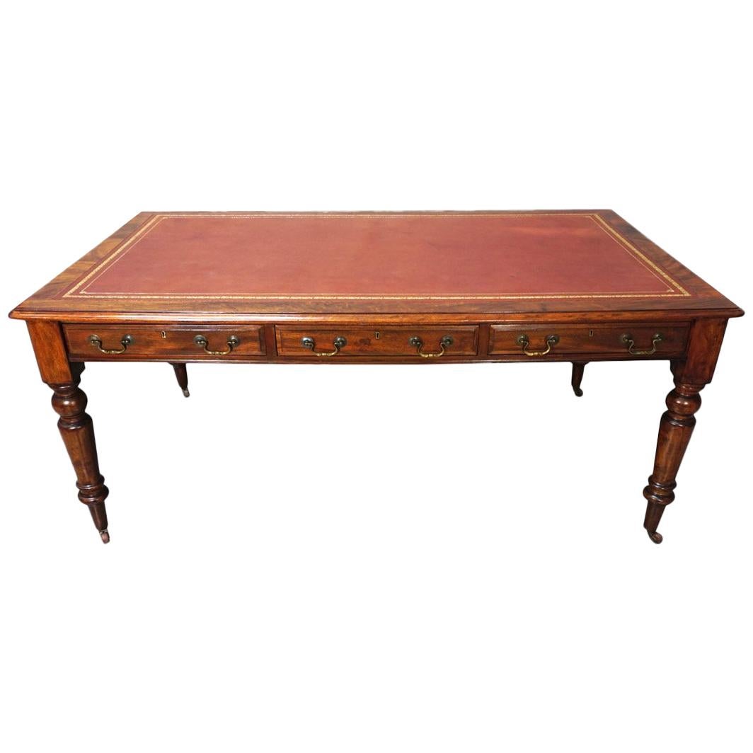 William IV Mahogany Partners Writing Table with Leather Top