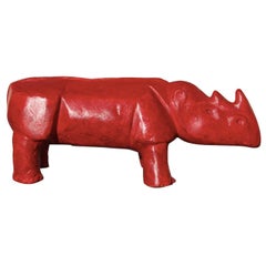 Red Rhino Sculpture by Daniele Nannini