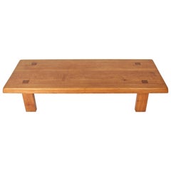 Vintage Pierre Chapo Four-Mortise Coffee Table, T08, French Elm, 1965