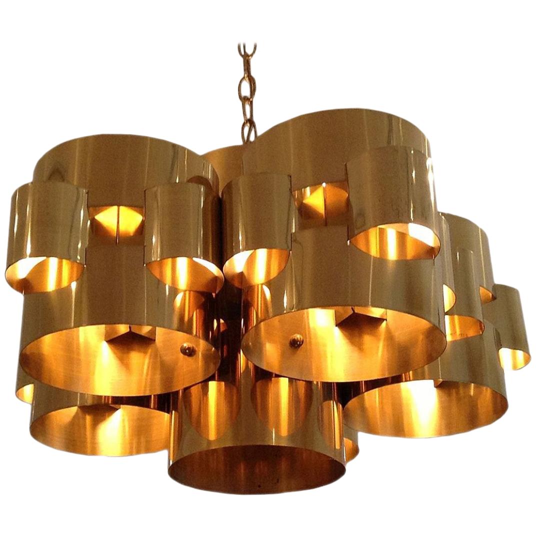 Polished Brass Cloud Chandelier by Curtis Jere, circa 1975 For Sale