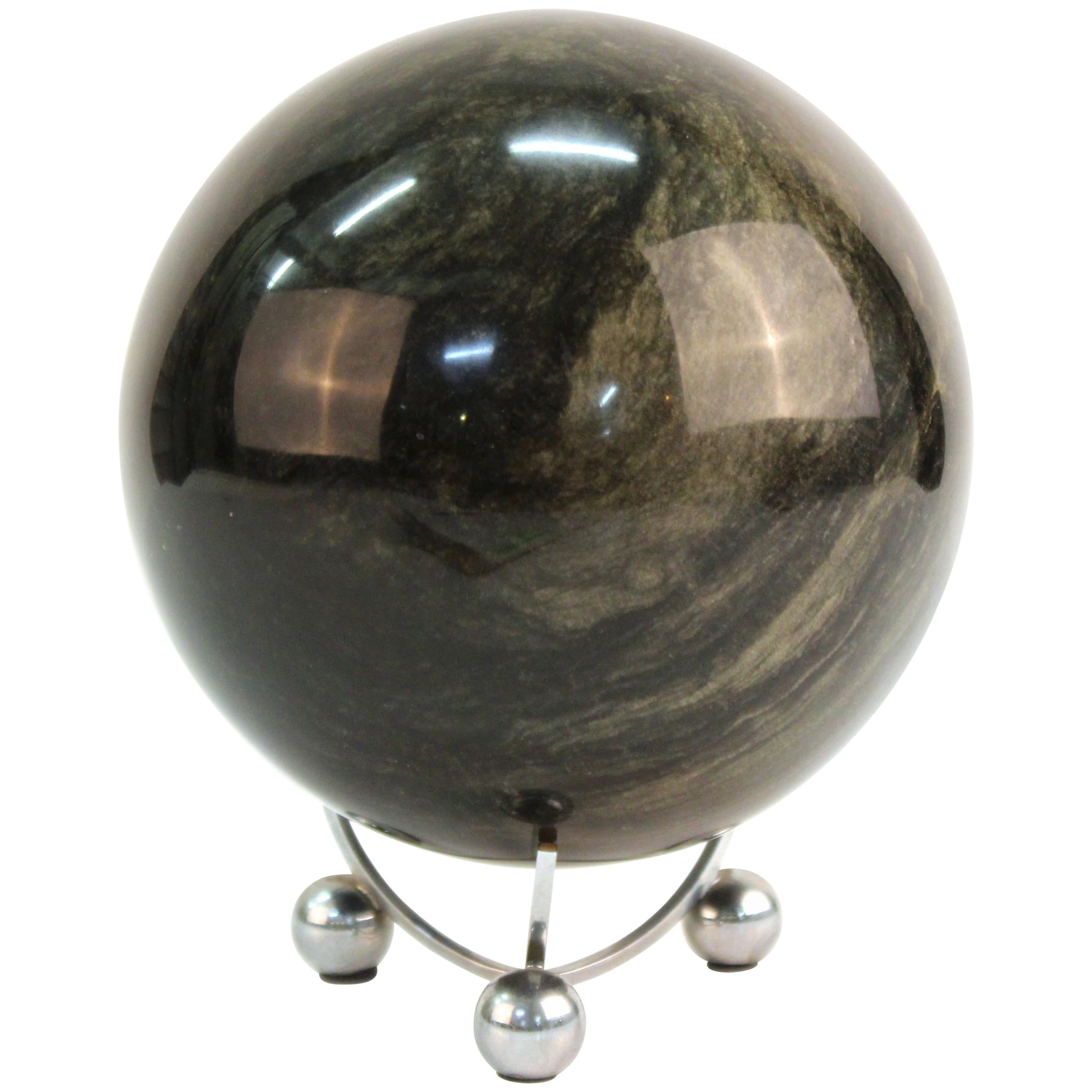 Mineral Specimen Sphere on Art Deco Stand