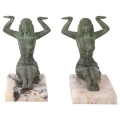 Pair of French Art Deco Egyptian Style Bronze Bookends