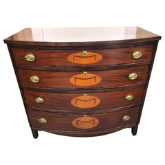 American Federal Bow Front Chest with Adams Inlays and Ovals on Drawers
