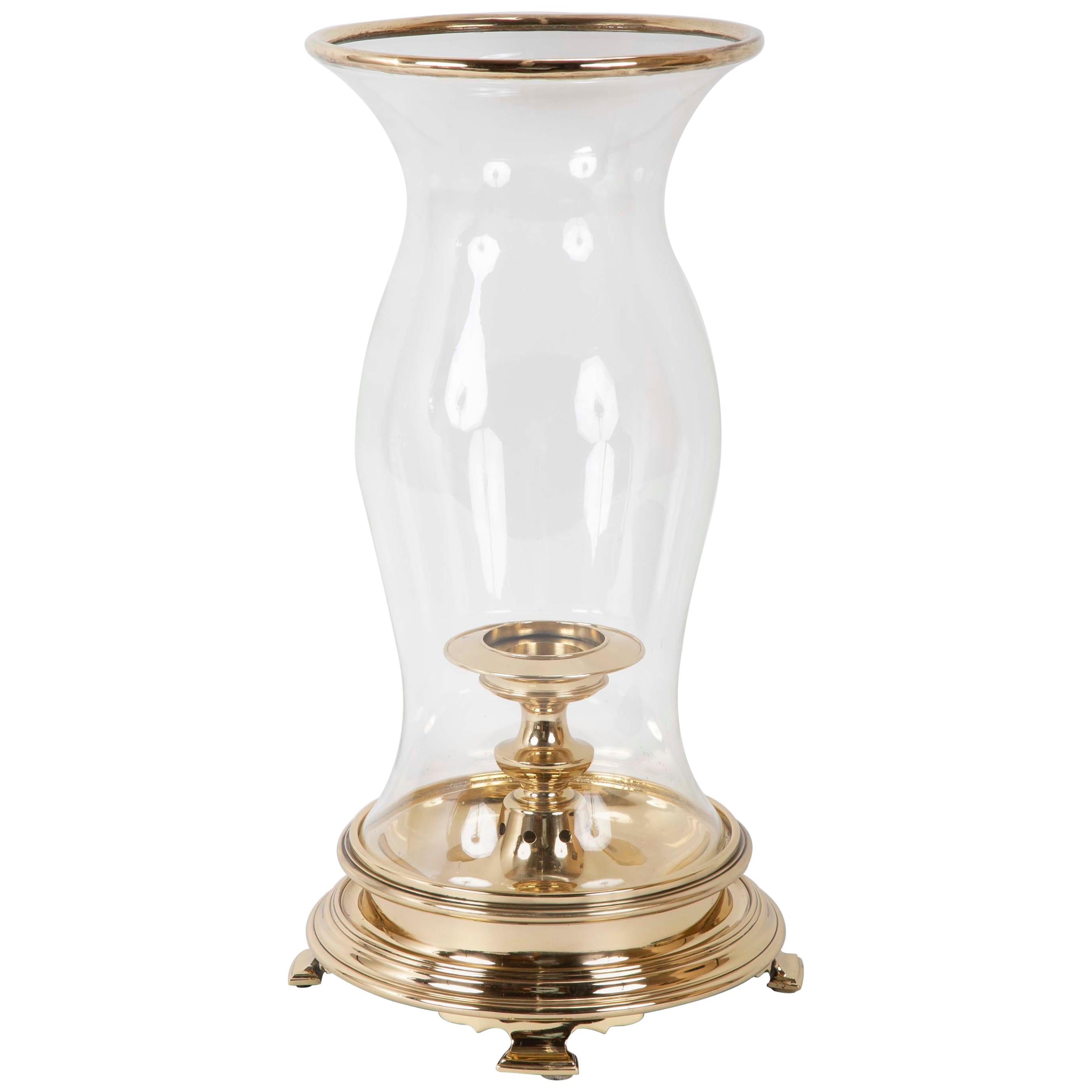 Regency Style Brass Hurricane Lamp, Large Scale