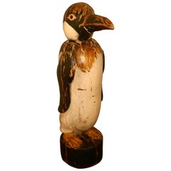 Antique 19th Century Carved French Wooden Fairground Penguin