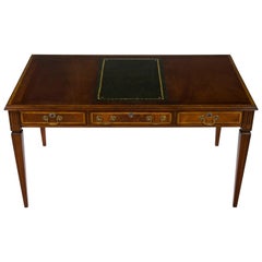 Chippendale Style Mahogany Leather Top Writing Desk Library Table