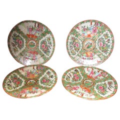 19th century Rose Medallion Chinese Export Plate Set of Four