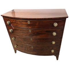 American Bow Front Chest with Brass Knobs and Figured Mahogany