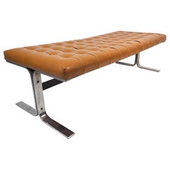 Mid-Century Modern Tufted Faux-Leather Bench by Meuller Furniture