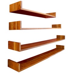 Mid-Century Modern Set of Walnut Hanging Shelves Designed by Mel Smilow