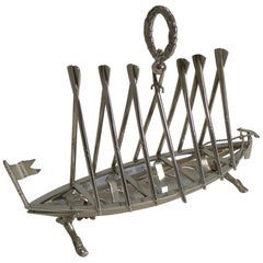 Rare Antique Novelty Toast Rack, Rowing Gig by Benetfink, London, circa 1880