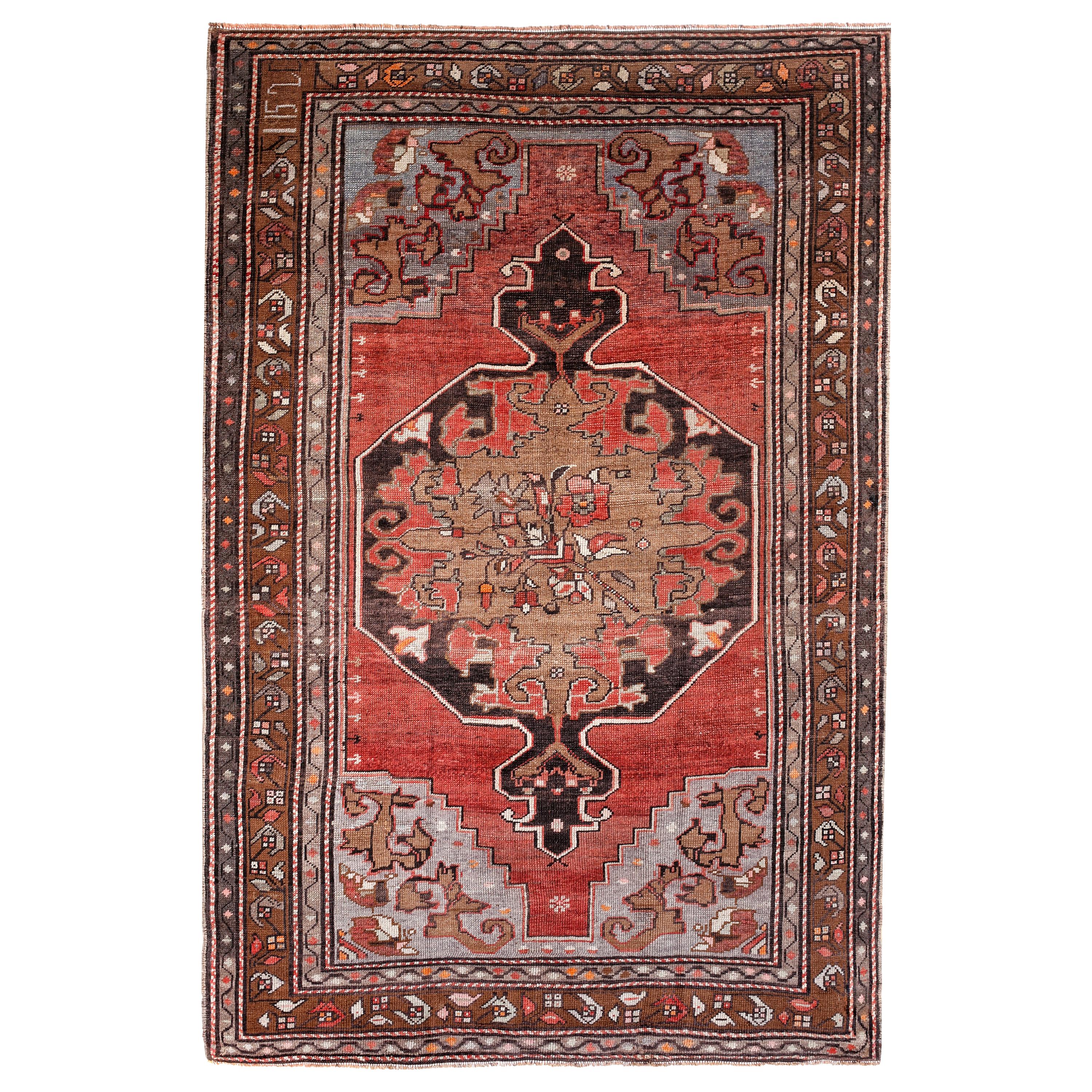 Red Purple And Gray Handmade Wool Turkish Old Anatolian Konya Rug Red Purple And Gray Handmade Wool Turkish Old Anatolian Konya Rug For At 1stdibs