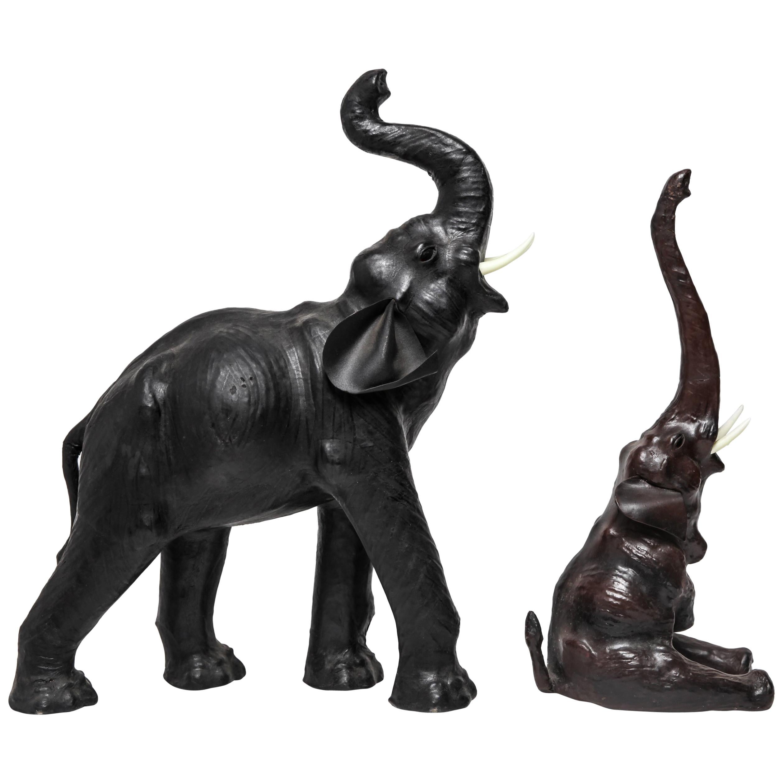 Modern Leather Elephant Sculptures
