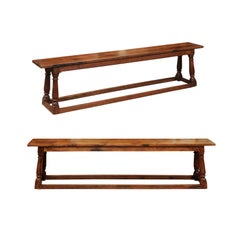 Pair of English Oak Hall Benches