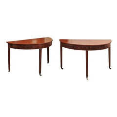 Pair of George III English Mahogany Demilune Console Tables, circa 1790