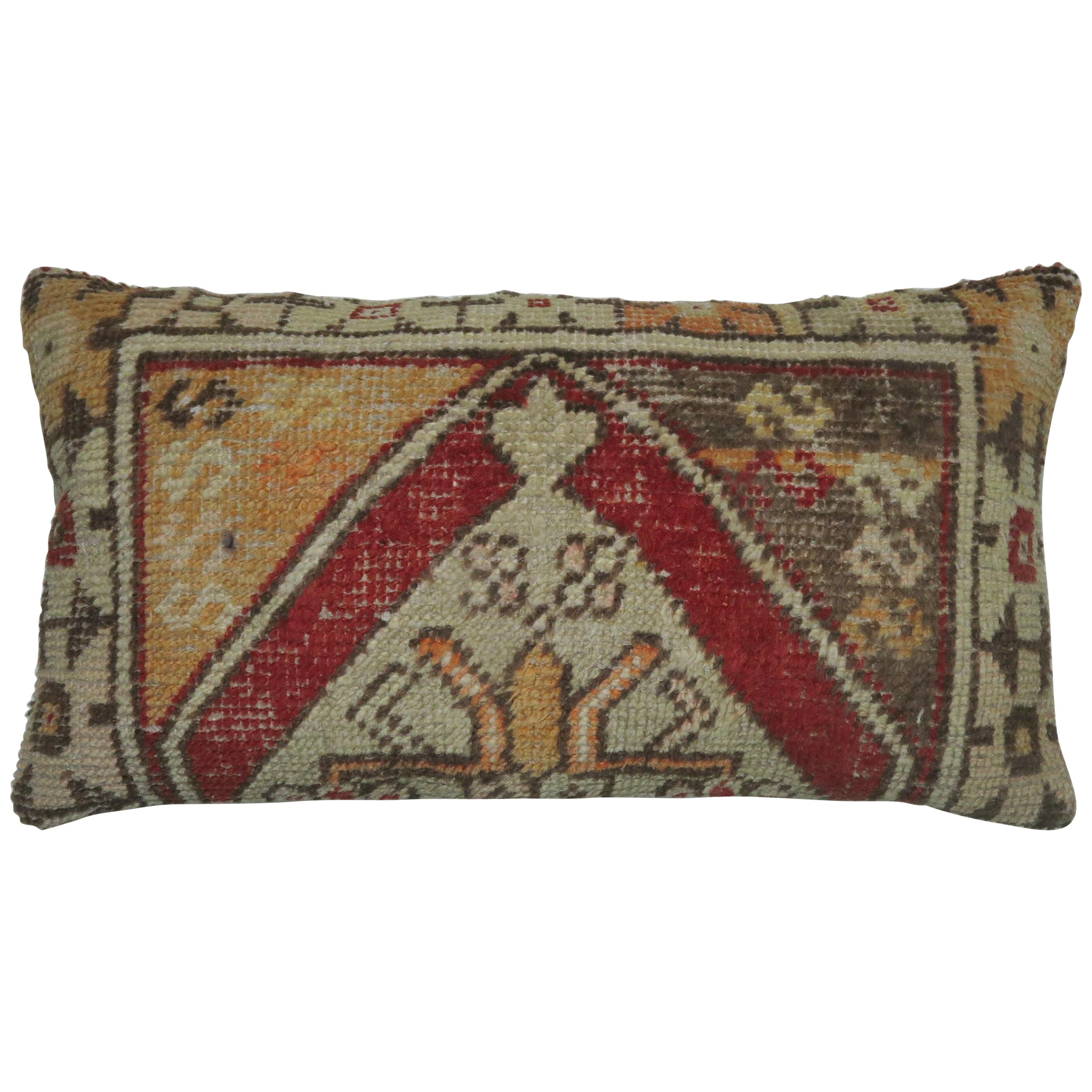 Large Vintage Turkish Bolster Size Rug Pillow