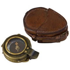 Unpolished WWI Compass in Leather Case, 1918