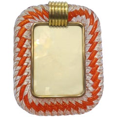 Barovier Toso 1970s Vintage Red Orange and Gold Murano Glass Photo Frame