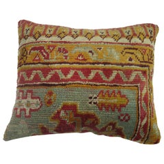 Antique Oushak Border Rug Pillow
