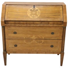 20th Century Italian Louis XVI Walnut Inlay Chest of Drawers with Secretaire