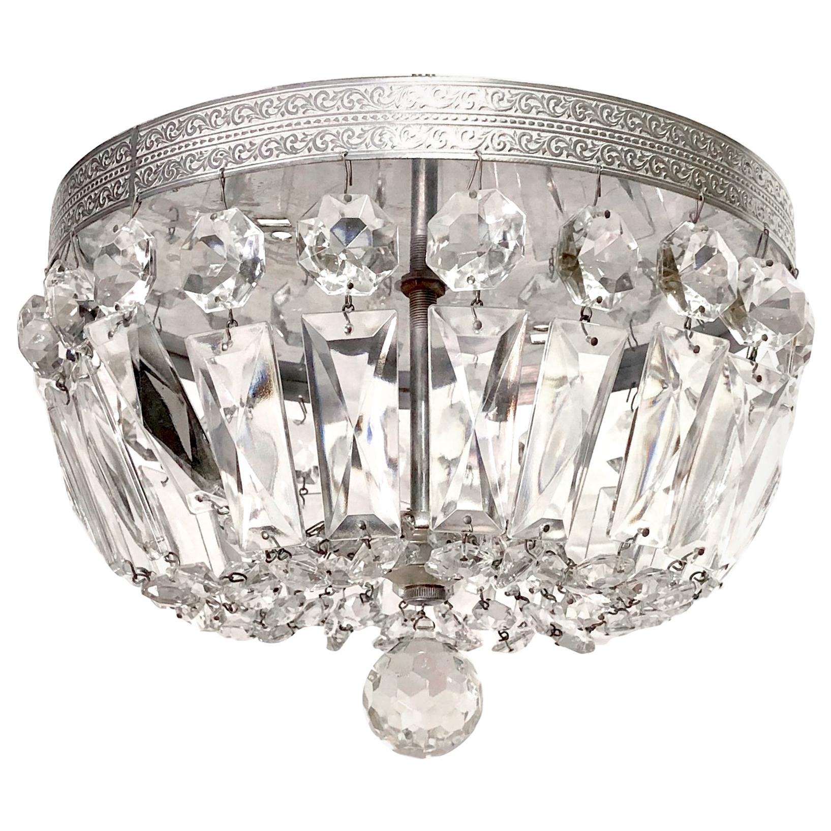Set of 3 Crystal Flush Mount Fixtures, Sold Individually For Sale