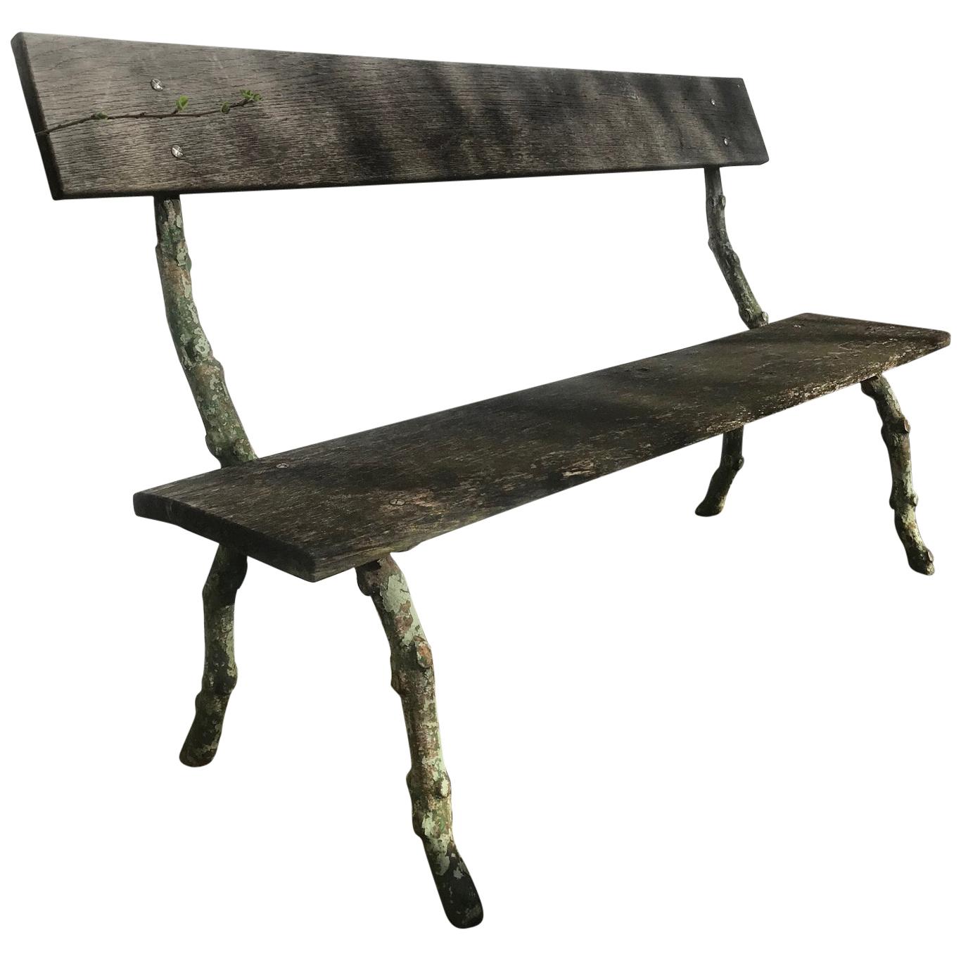 19th Century French Wrought Iron Garden Bench For Sale