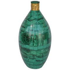 Malachit-Vase mit Bronze-Akzent